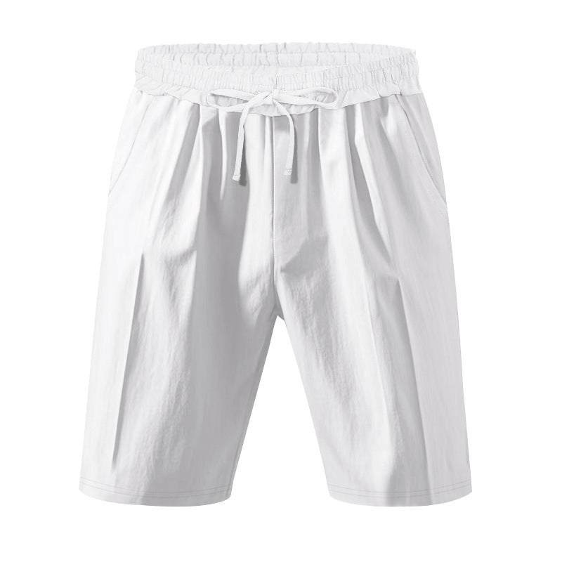 Summer Short Shirt Suit Fashion Lapel Button Down Short Sleeve Top And Drawstring Shorts Beach Clothing For Men