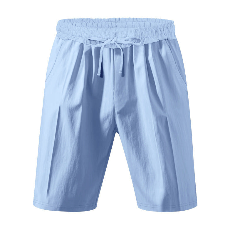 Summer Short Shirt Suit Fashion Lapel Button Down Short Sleeve Top And Drawstring Shorts Beach Clothing For Men